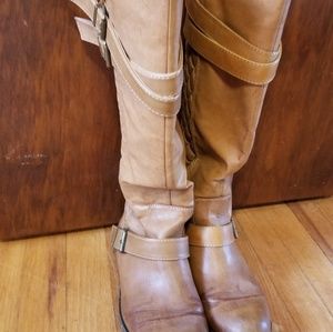 Tan knee high boots